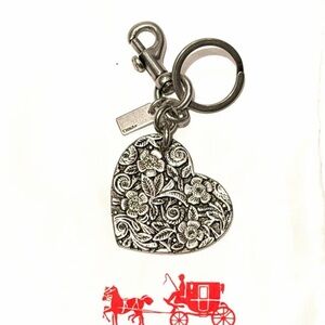 NWOT Coach Tooled Heart Bag Charm
 keychain